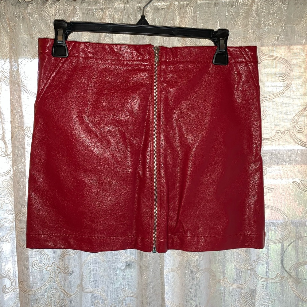 Red leatherette mini skirt
